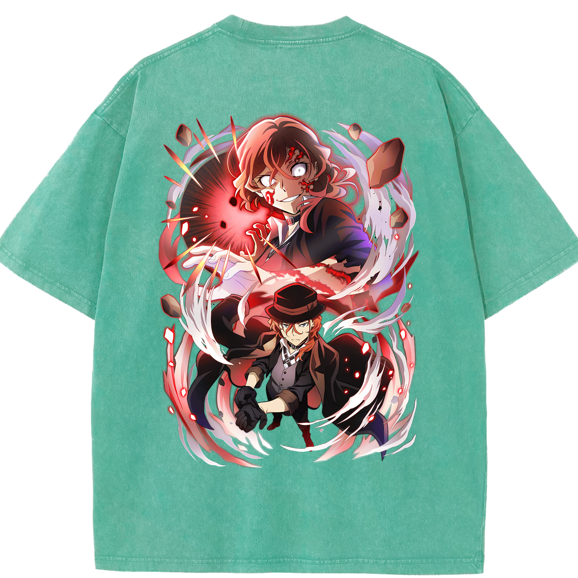 （画像用） 文豪ストレイドッグス Bungo Stray Dogs 綿100% ヴィンテージ風 半袖Tシャツ（背面プリント）